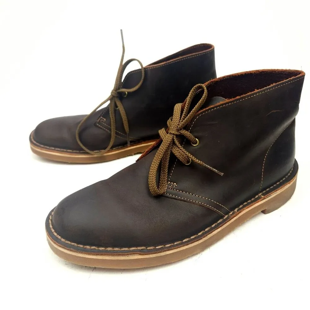 Clarks Bushacre 2 Desert Boots Mens 8 M Dark Brown Leather Chukka Lace-Up Casual